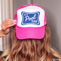 It's Pool Time Trucker Hat - Hot Pink or Red, White & Blue