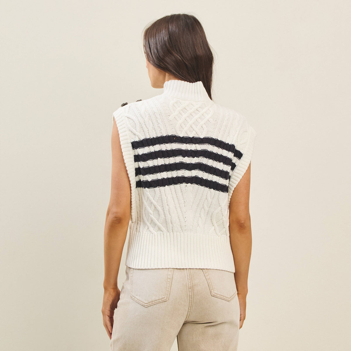 Striped Button Sweater Vest
