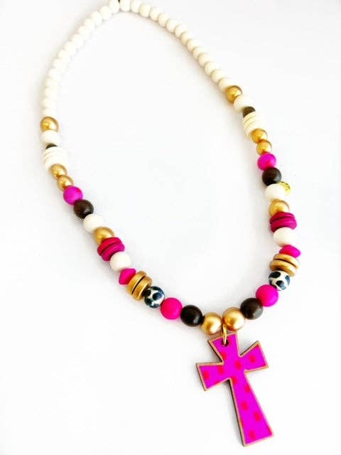 Long Beaded Cross Necklaces