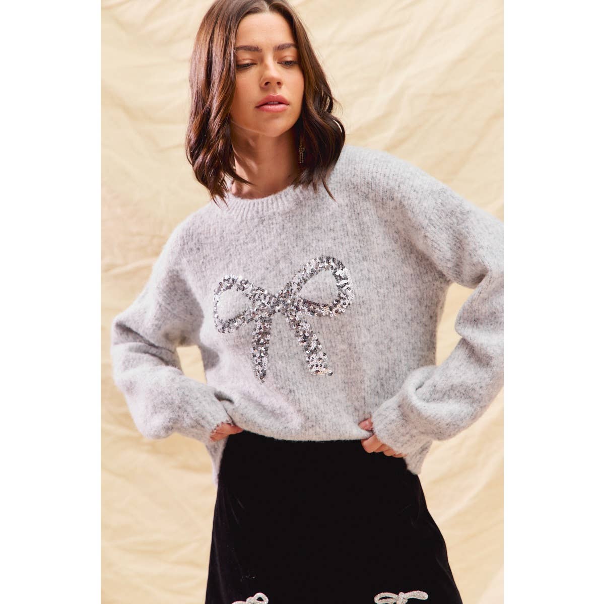 Ribbon Sequins Sweater
