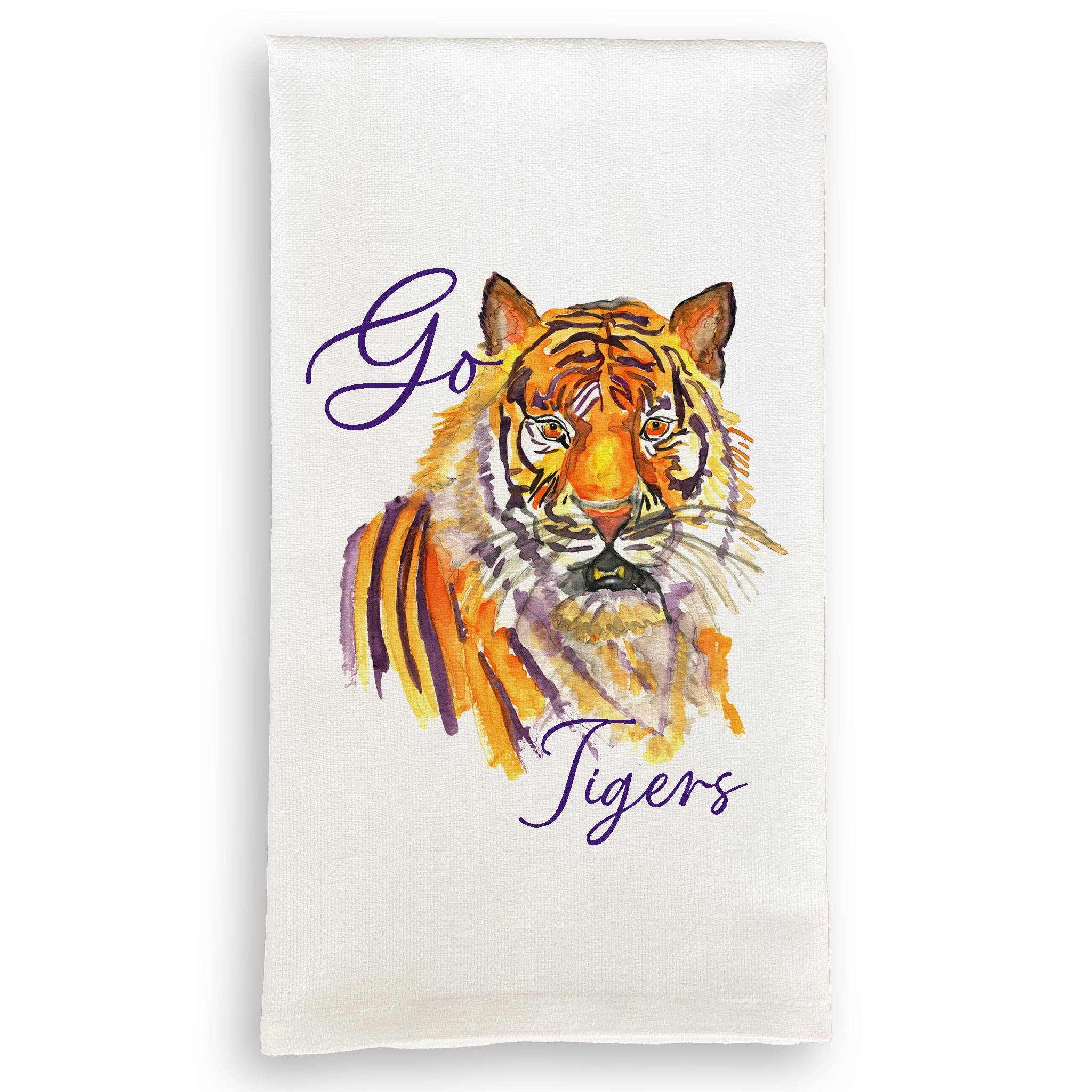 Tea Towel - Go Tigers Purple & Yellow