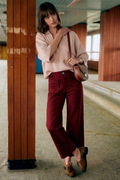 Colette Cropped Scallop Pocket Detail Wide-Leg Pants