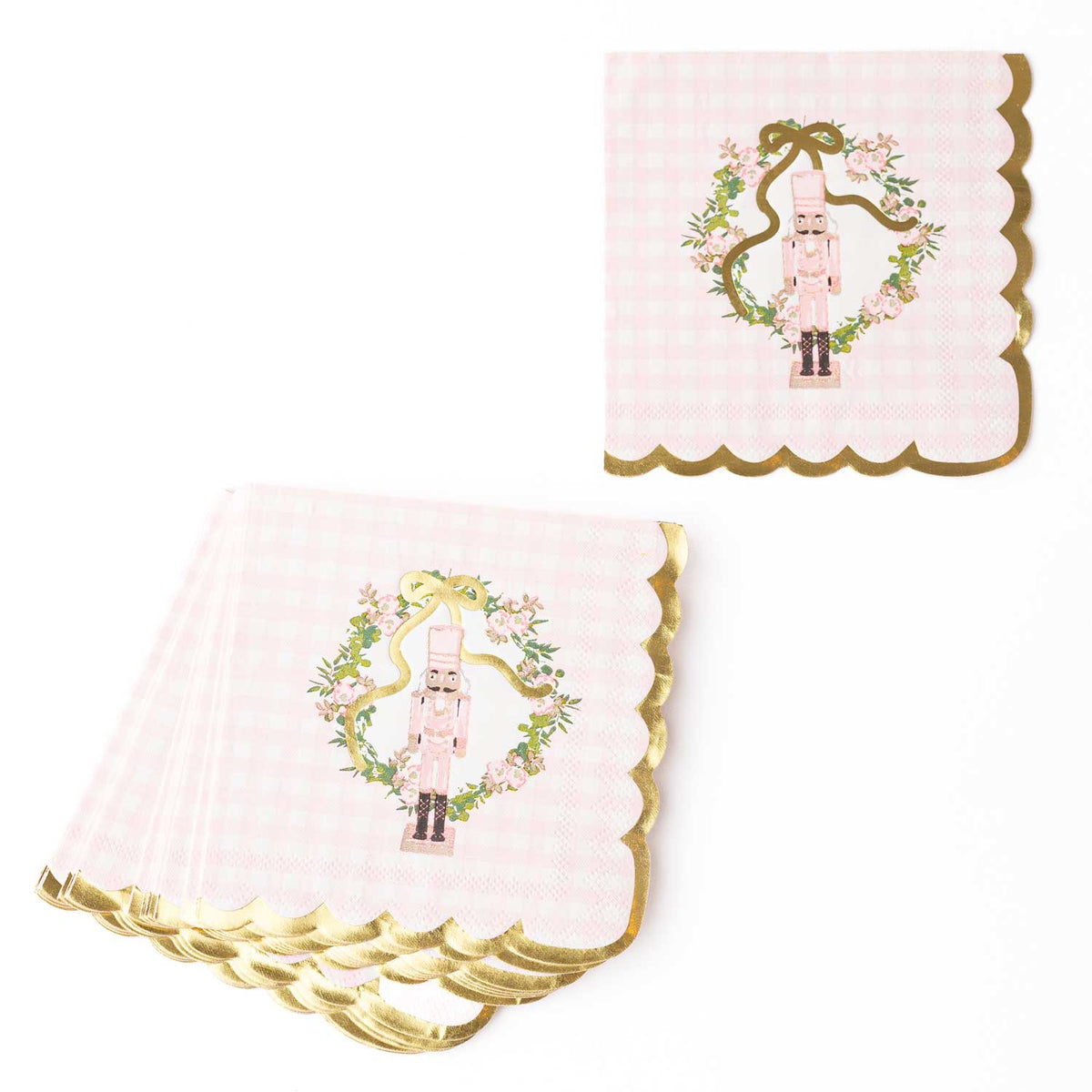Sugarplum Gingham Paper Beverage Napkins, 16pk