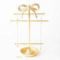 Gold Bow Jewelry Stand with Ring Dish