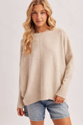 Center Seam Oversized Knit Sweater