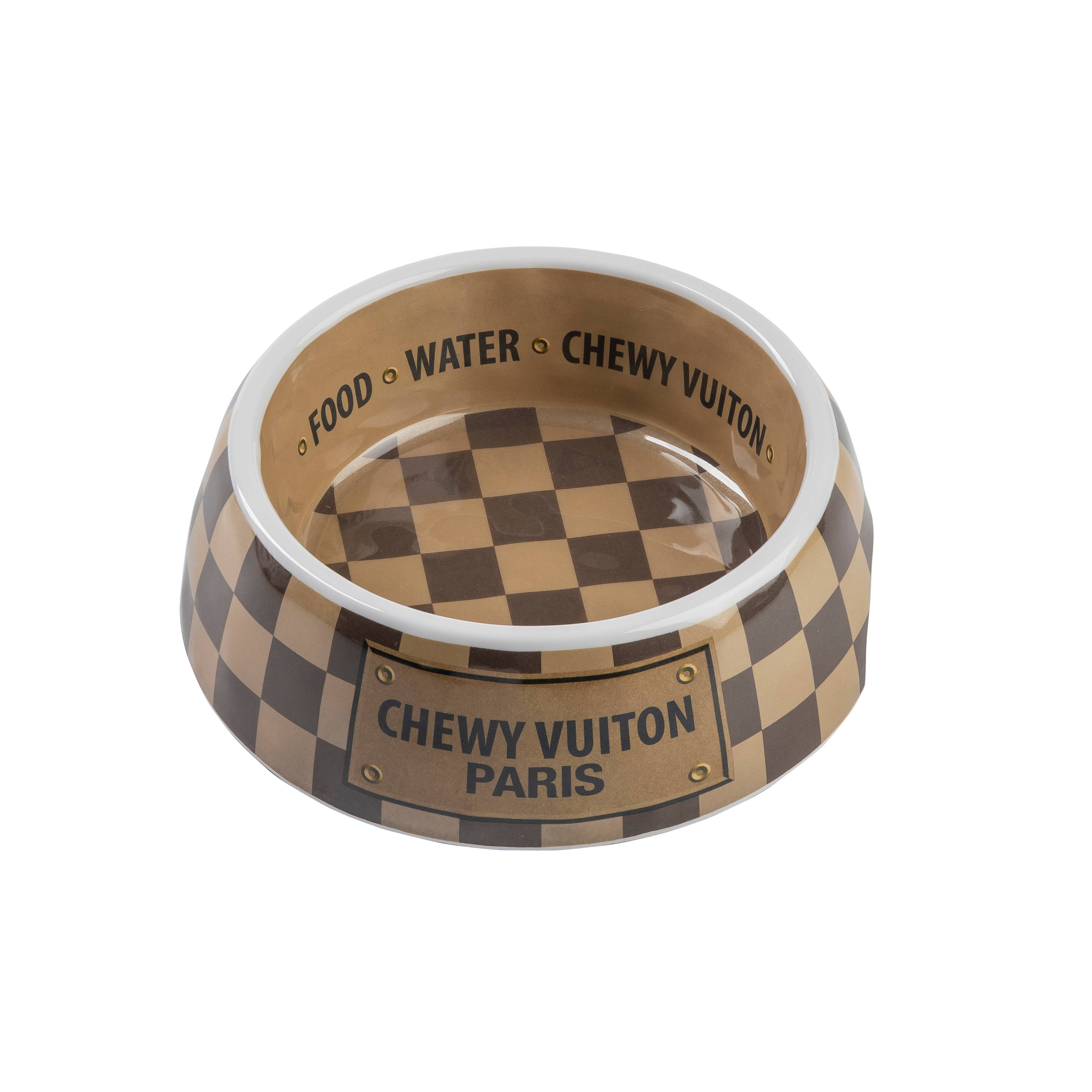 Tan Checker Chewy Vuiton Bowl