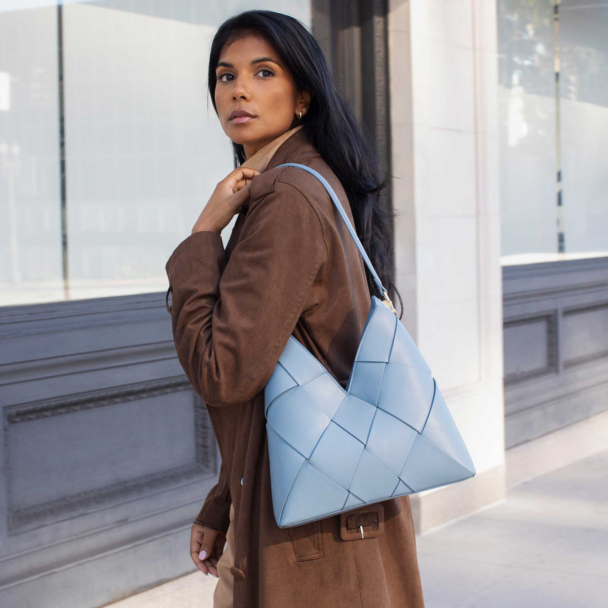 Phaedra Taupe Recycled Vegan Leather Shoulder Bag