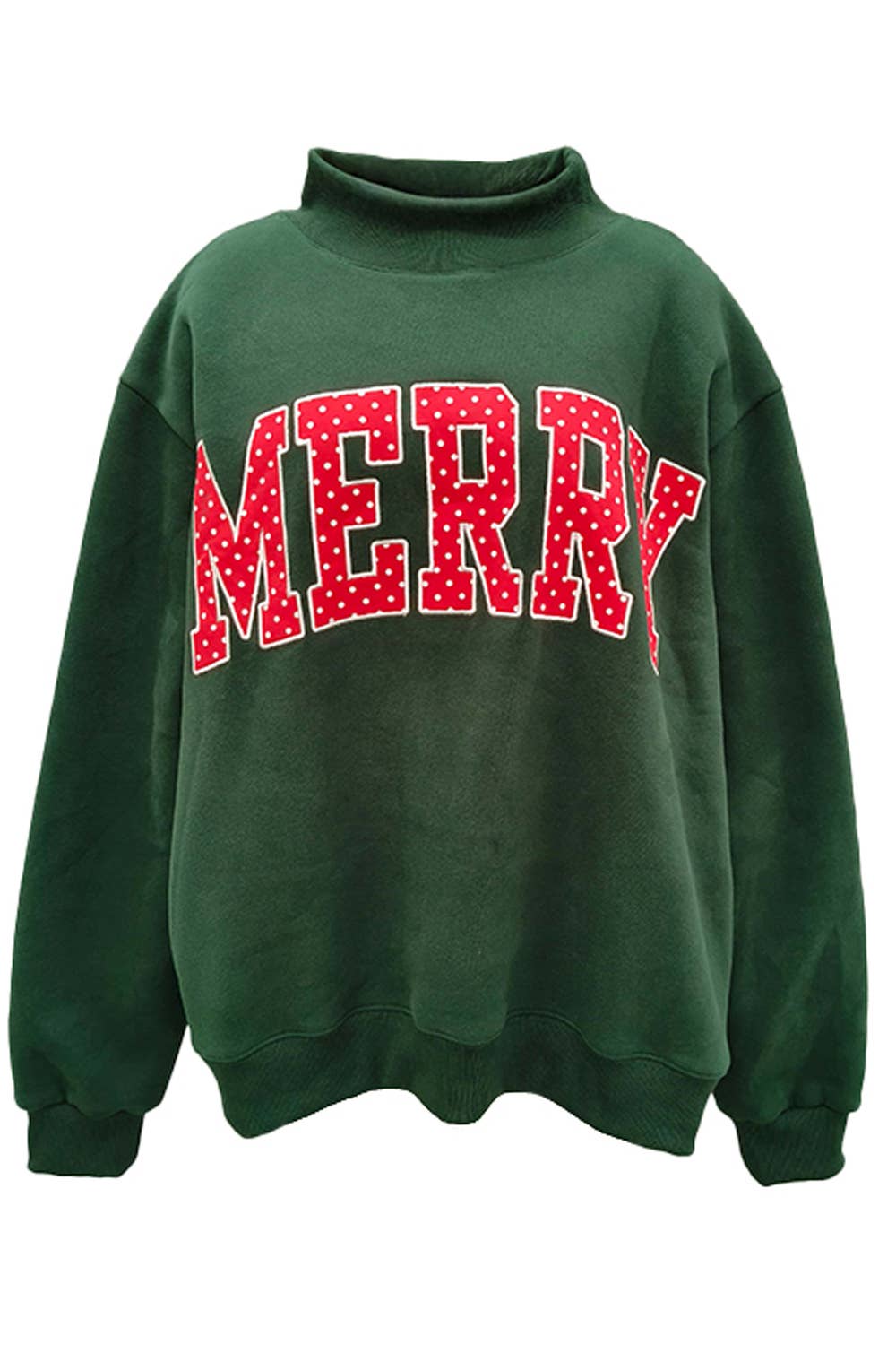'MERRY' Polka-Dot Mock-Neck Sweatshirt