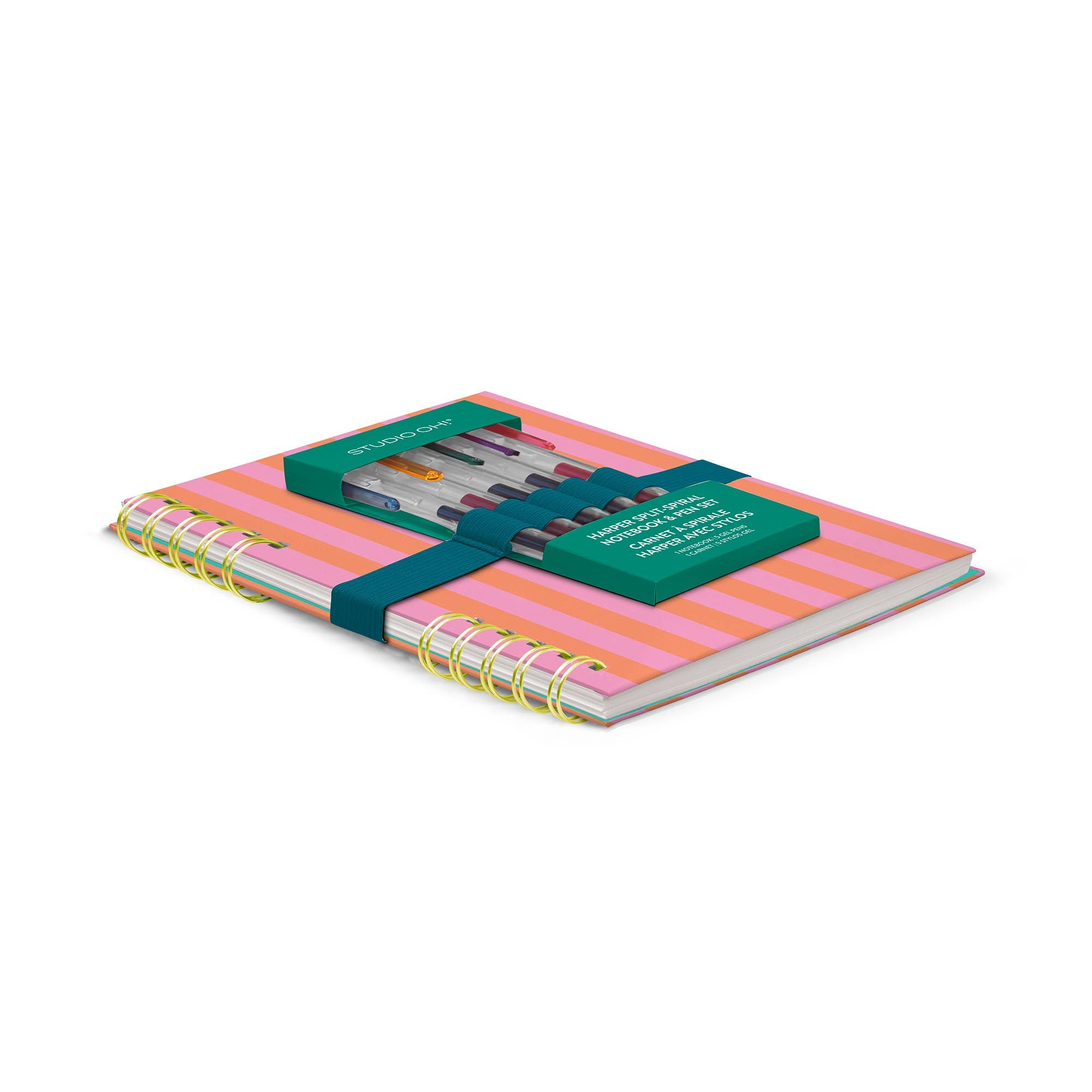 Cabana Stripes Harper Split-Spiral Notebook & Pen Set