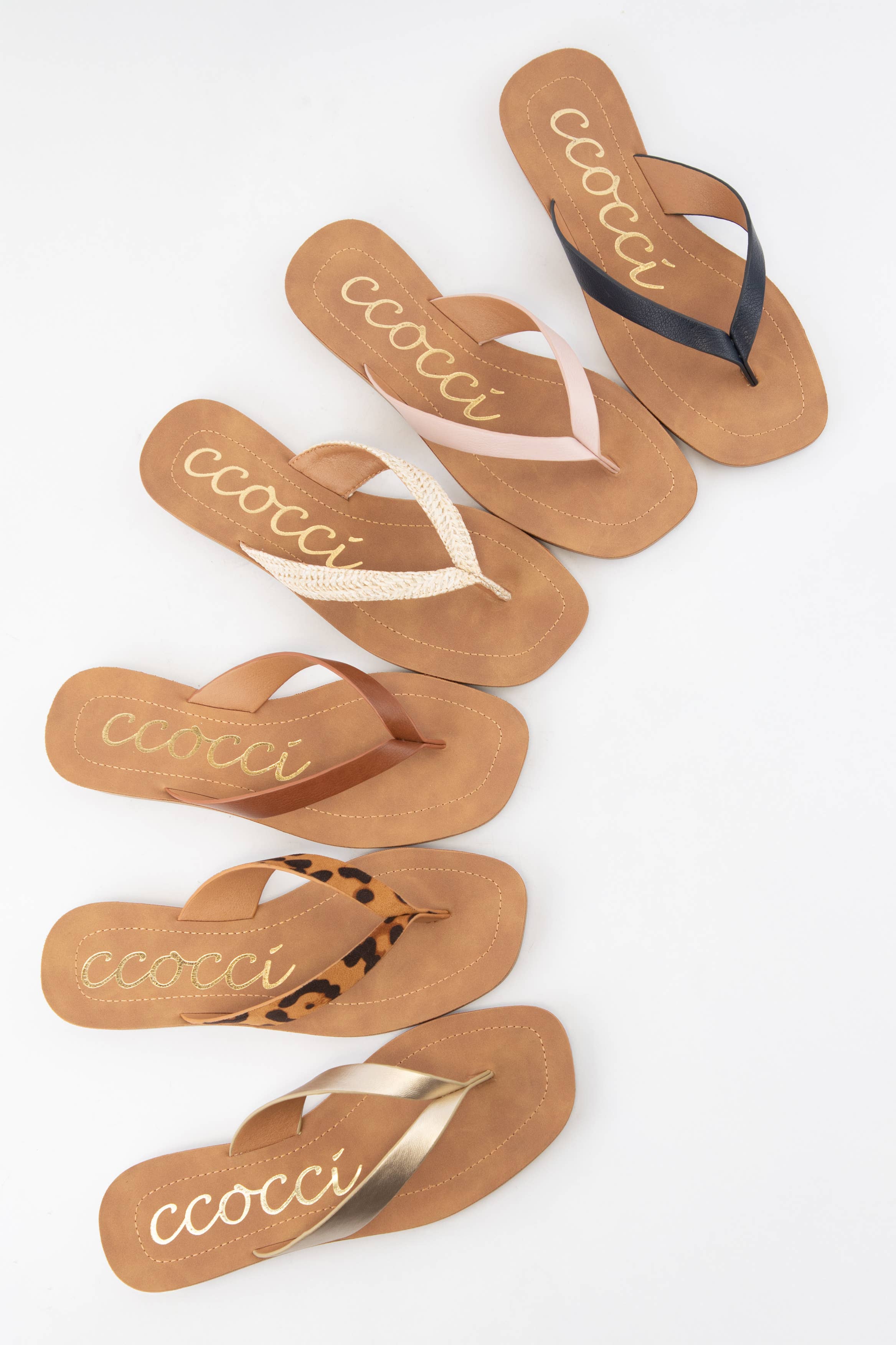 Sia Champagne Strap Flip Flop Sandals