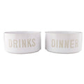 Ceramic Stackable Pet Bowls - Dinner & Drinks - Set of 2