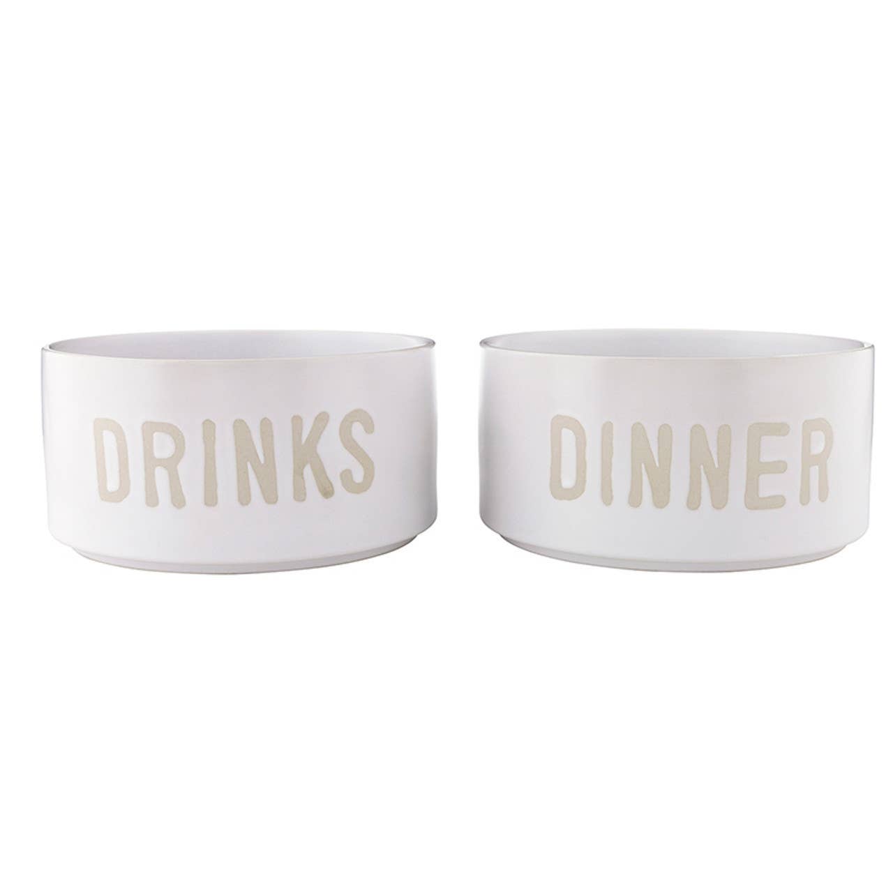 Ceramic Stackable Pet Bowls - Dinner & Drinks - Set of 2