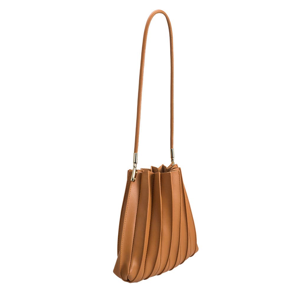 Carrie Tan Pleated Vegan Leather Shoulder Bag