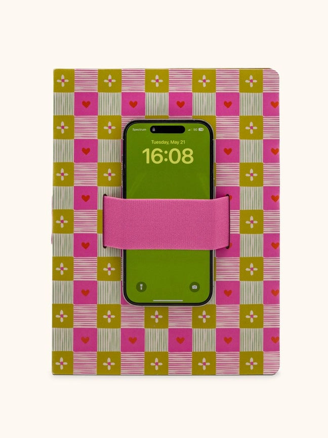 Patchwork Hearts Casey Notebook with Phone Loop