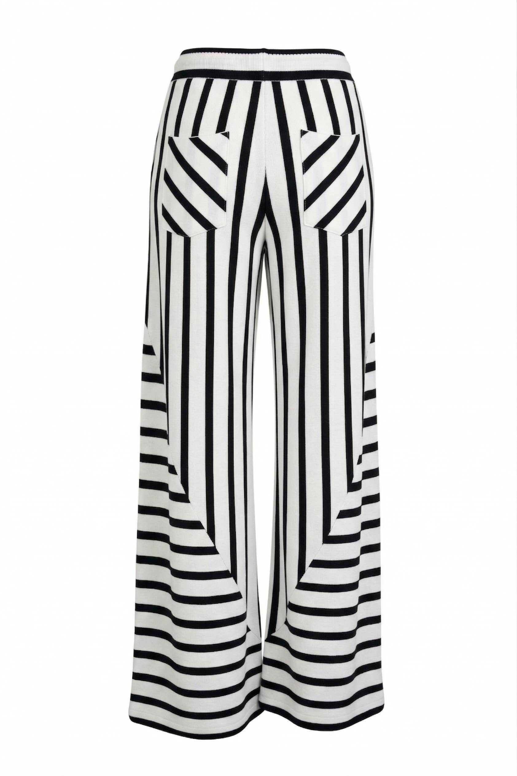 Mixed-stripe Terry Wide-leg Pants