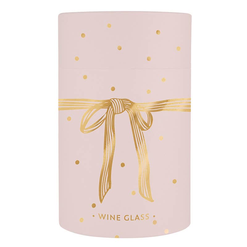 Gold Foil Stemless Wine Glass - Lilac Bow