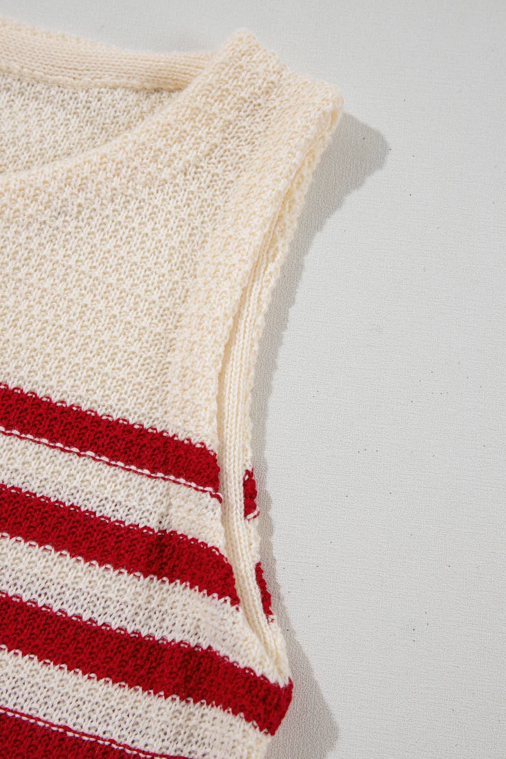 Hattie | Stripe Textured Knit Ribbed Hem Sweater Tank Top