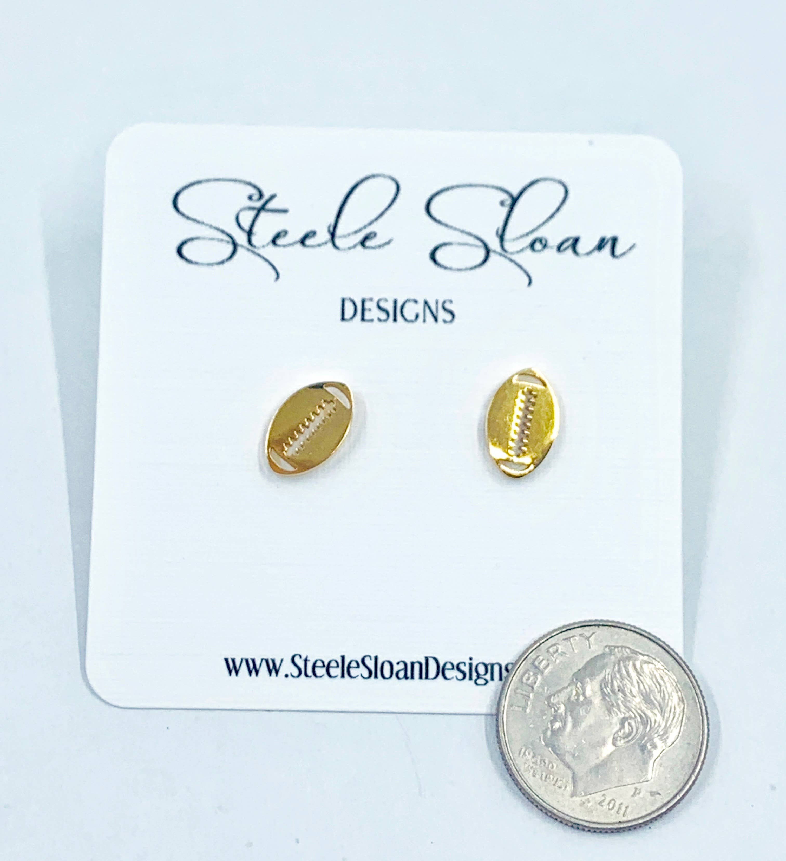 Football Gold Stud Earrings, Football Gift, Cheerleader