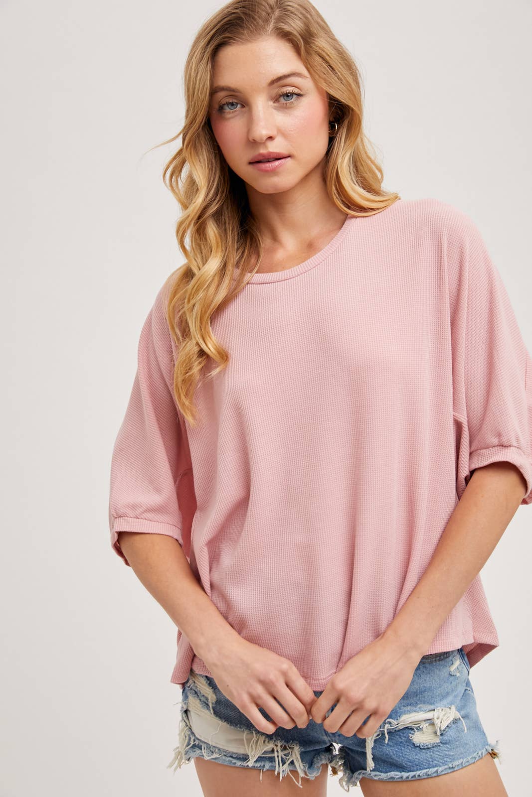 Batwing Sleeves Lightweight Thermal Knit Top