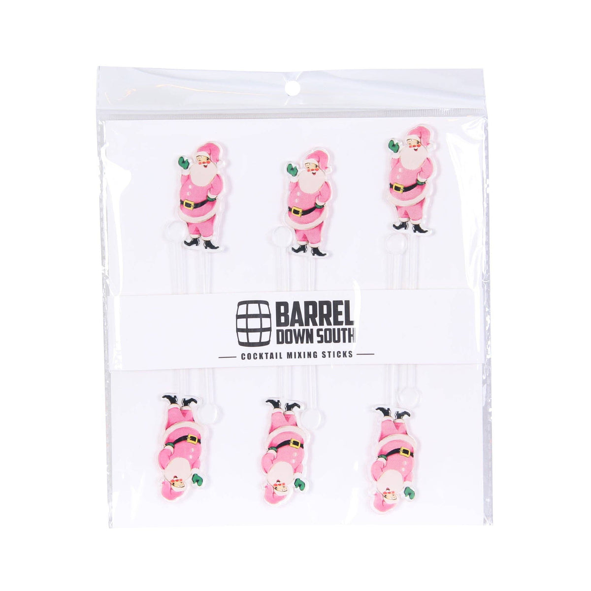 Pink Santa Christmas Cocktail Stirrer