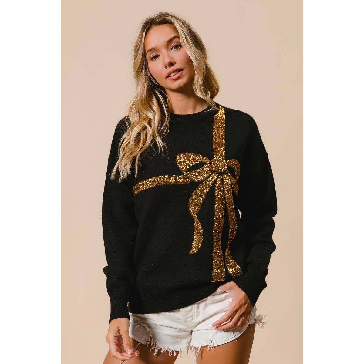 Bow Sequins Sweater