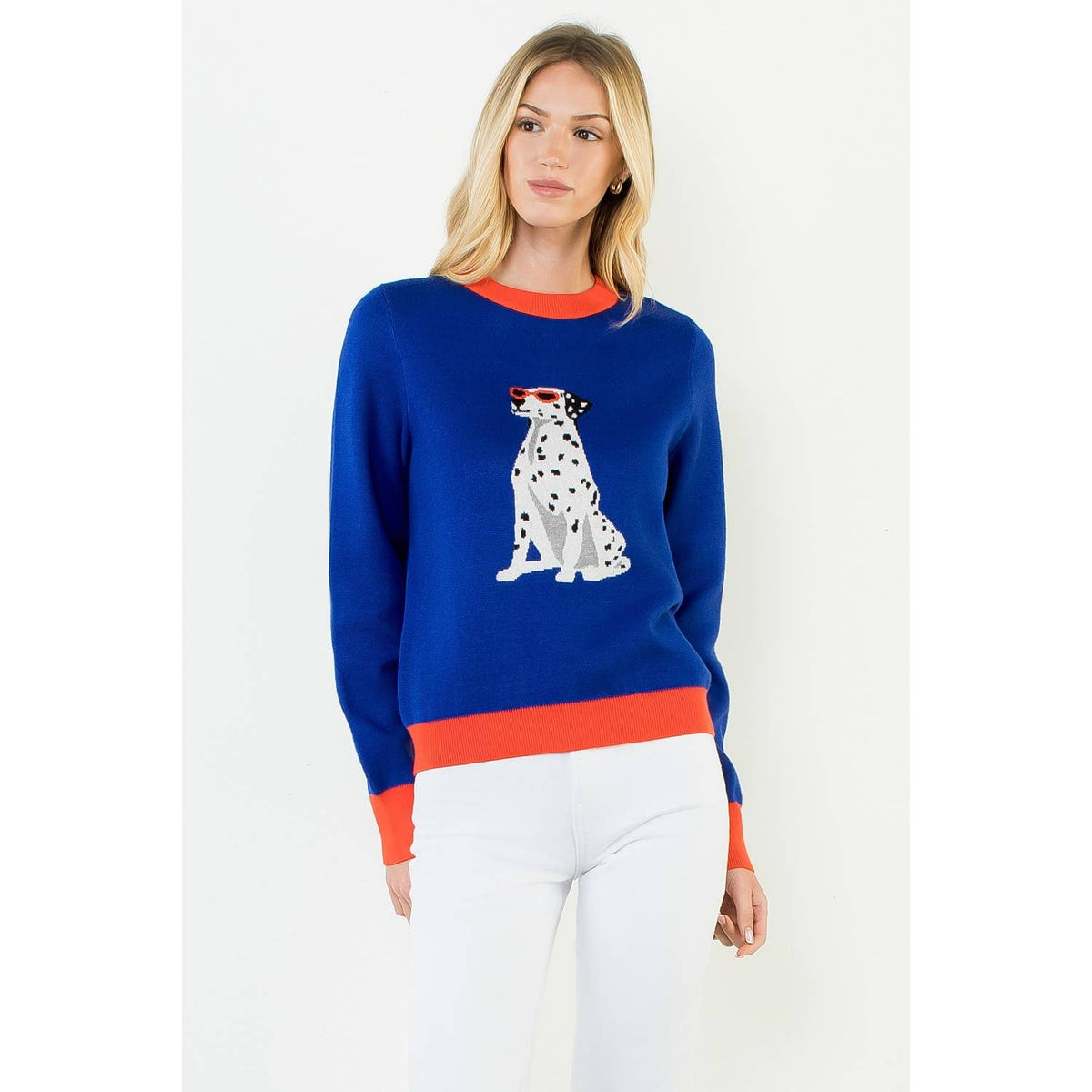 Long Sleeve Dog Print Sweater