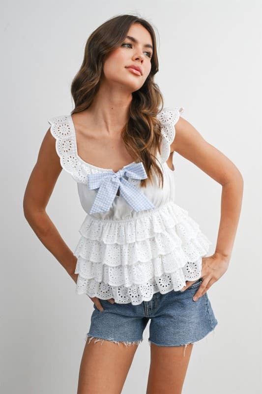 Eyelet Ruffle Layer Camisole