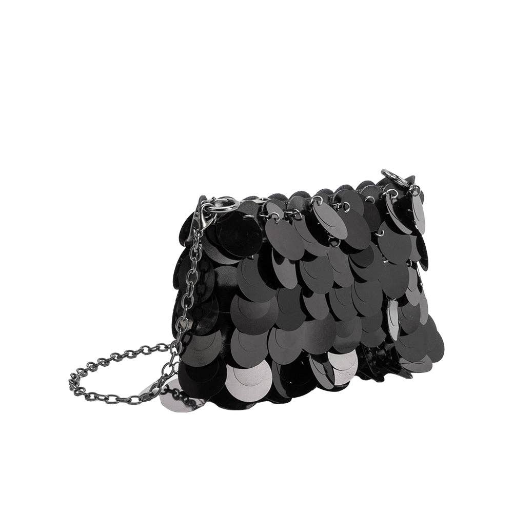 Gillie Black Sequin Crossbody Bag