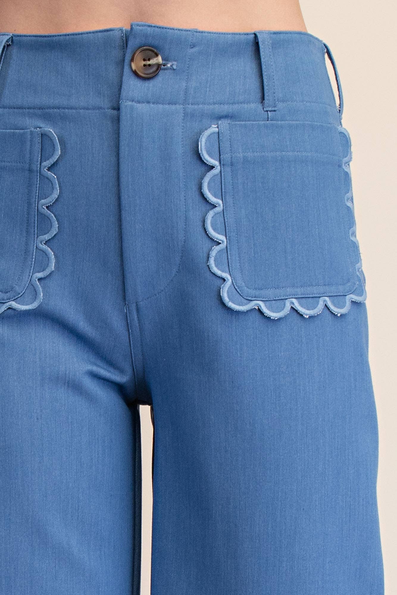 Cropped Scallop Pocket Wide-Leg Colette Pants
