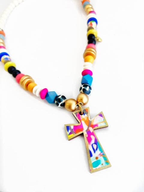 Long Beaded Cross Necklaces