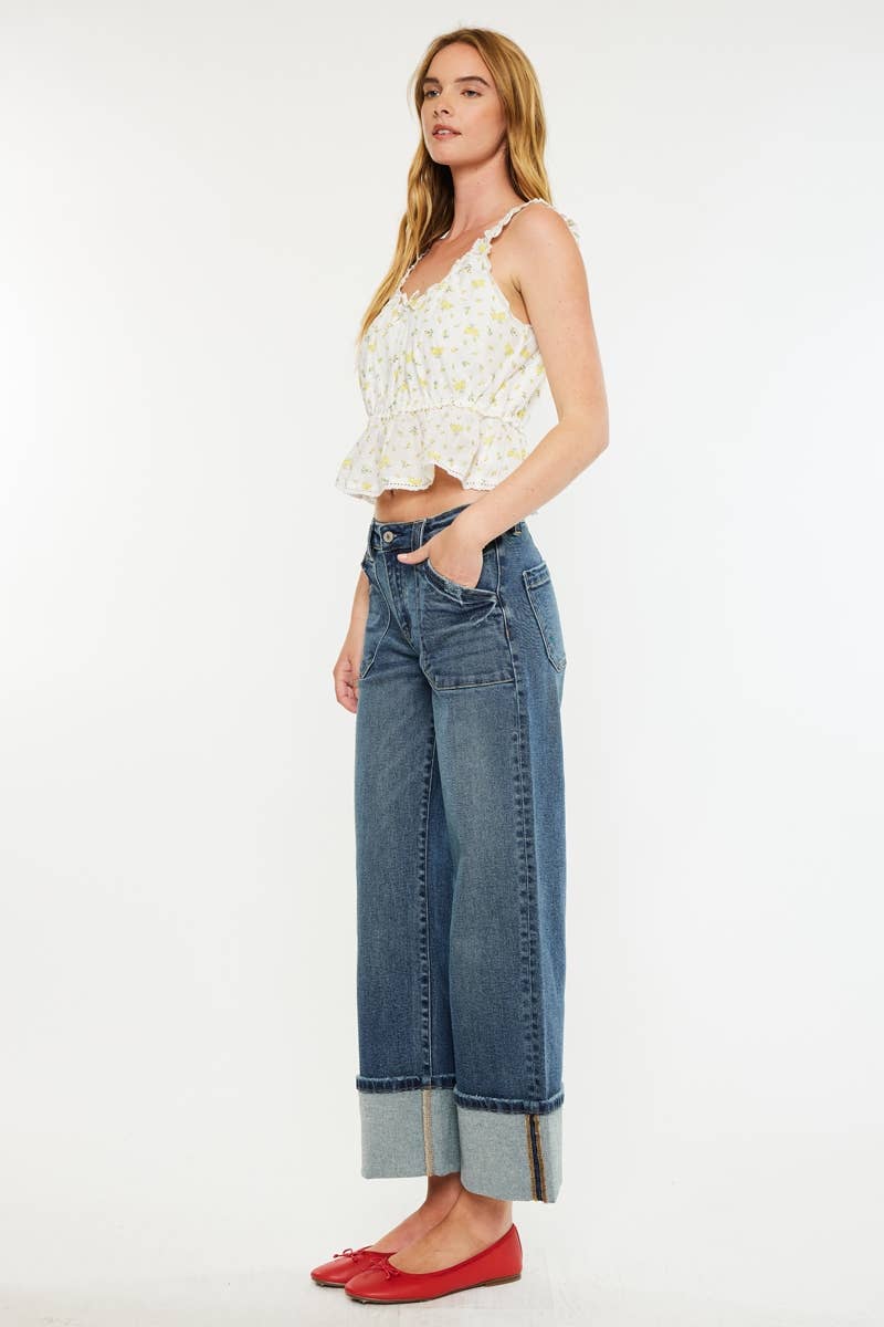 Mid Rise Wide Leg