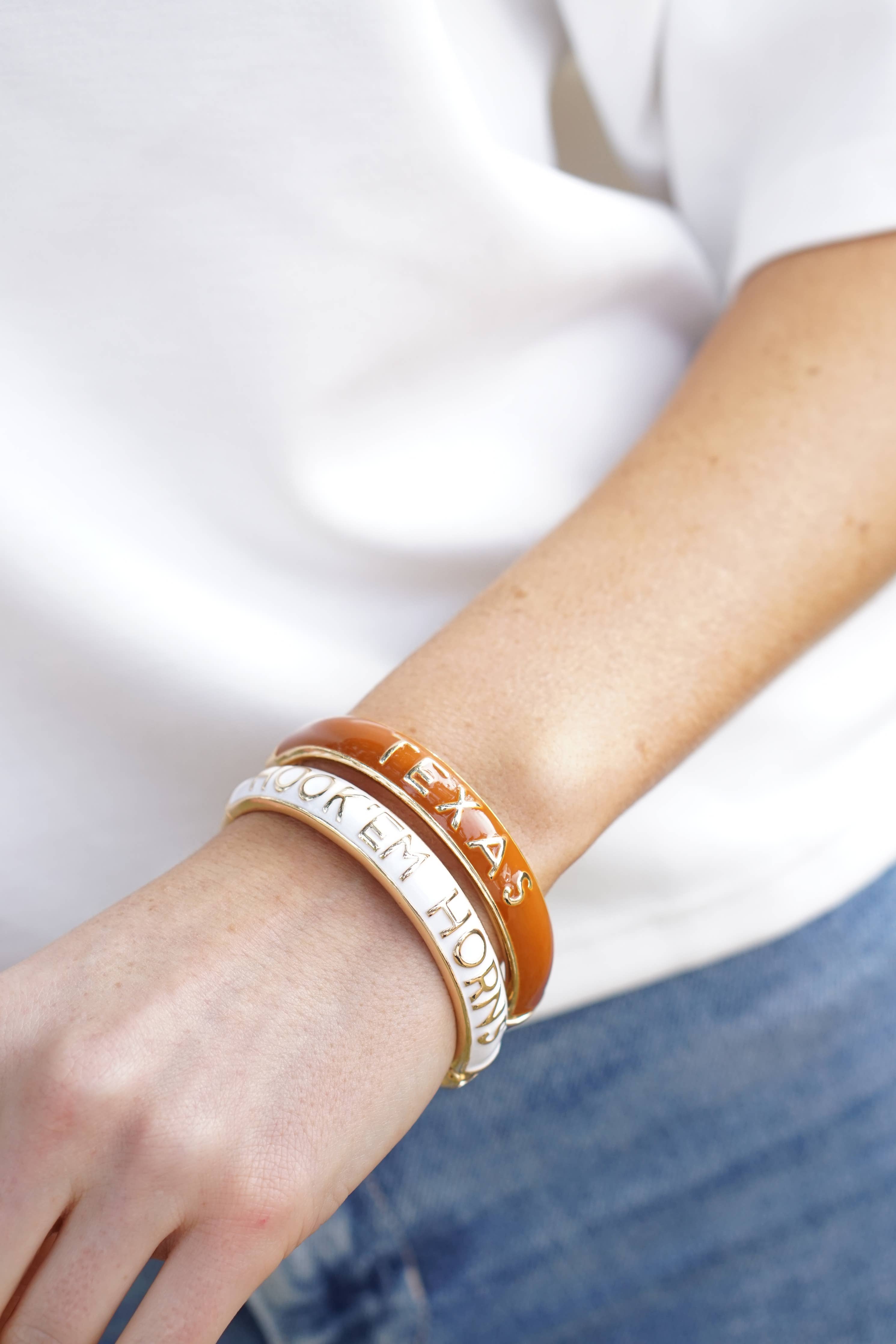 Texas Longhorns Sculpted Enamel Hinge Bangle in Burnt Orange