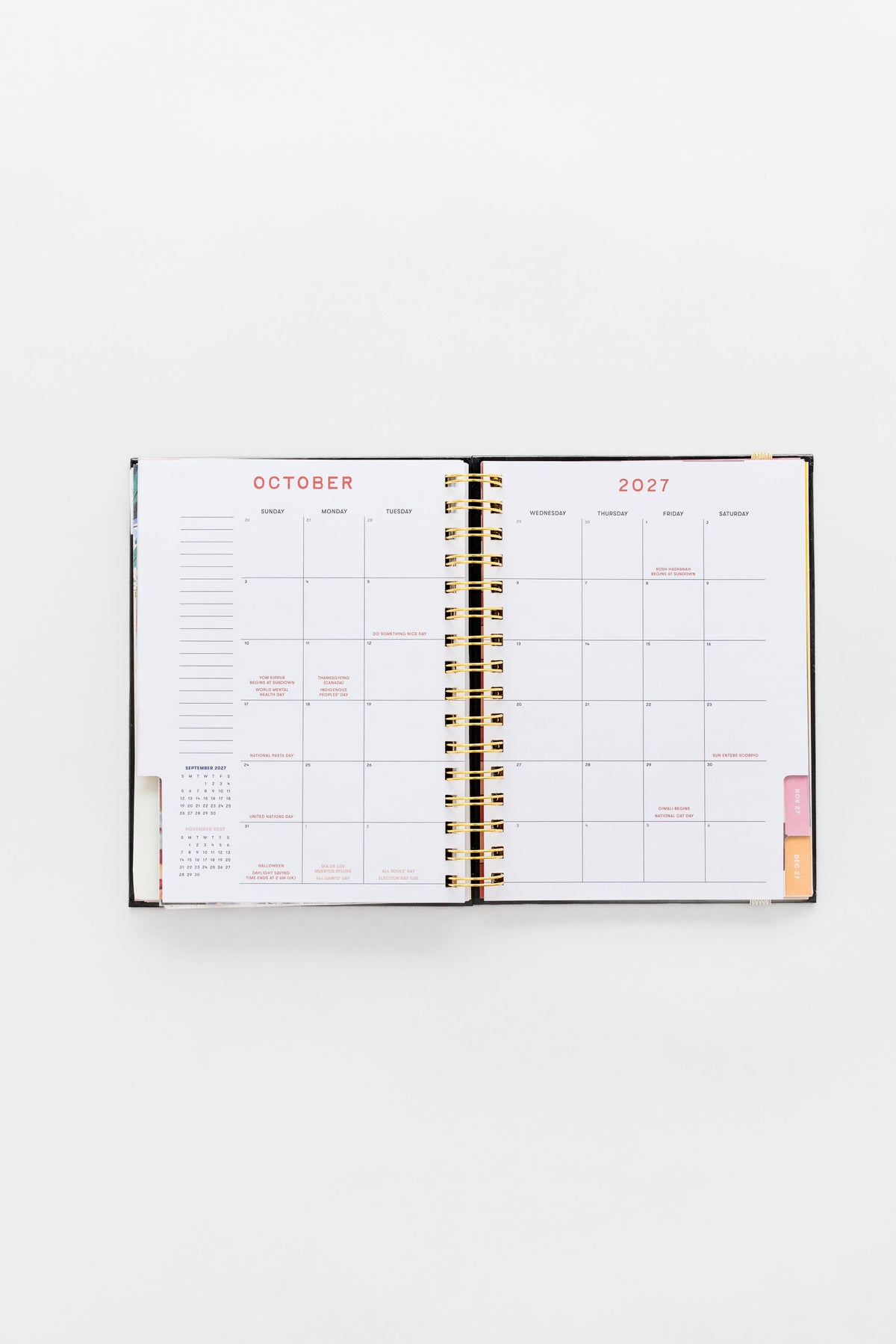 12 Month Planner Medium Spiral, Black Scandinavian Floral