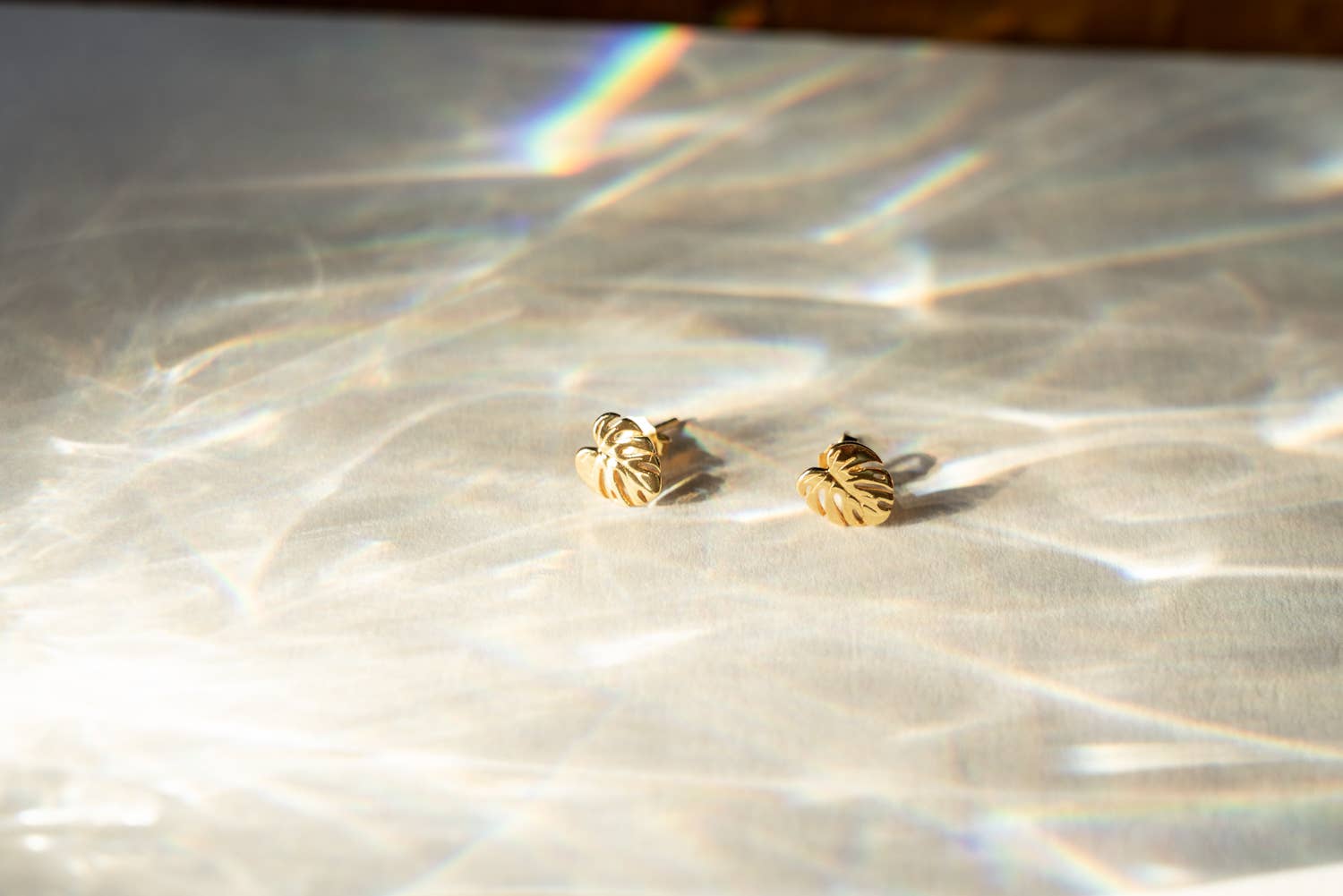 Monstera Earring Studs - 18k Gold, Plant Earrings