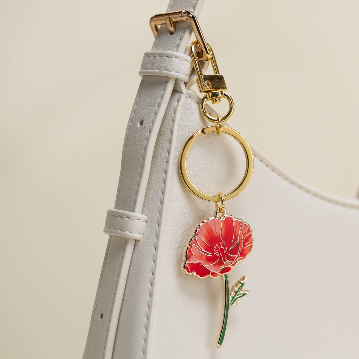 Red Poppy Keychain & Bag charm, Fall Gifts