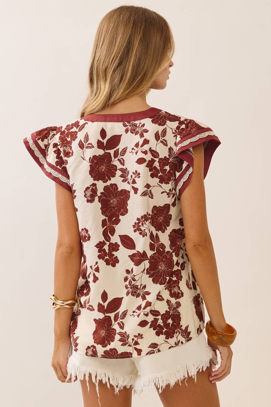 Floral Print Short Sleeve Blouse