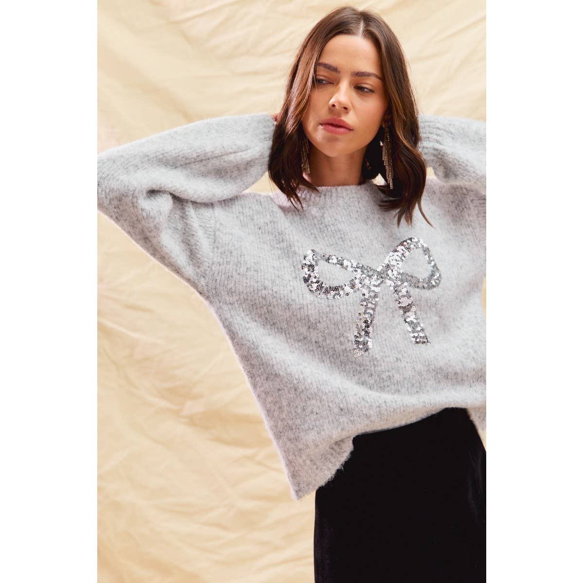 Ribbon Sequins Sweater