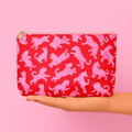 Cute preppy pouch + cosmetic bag | pink & red zebra