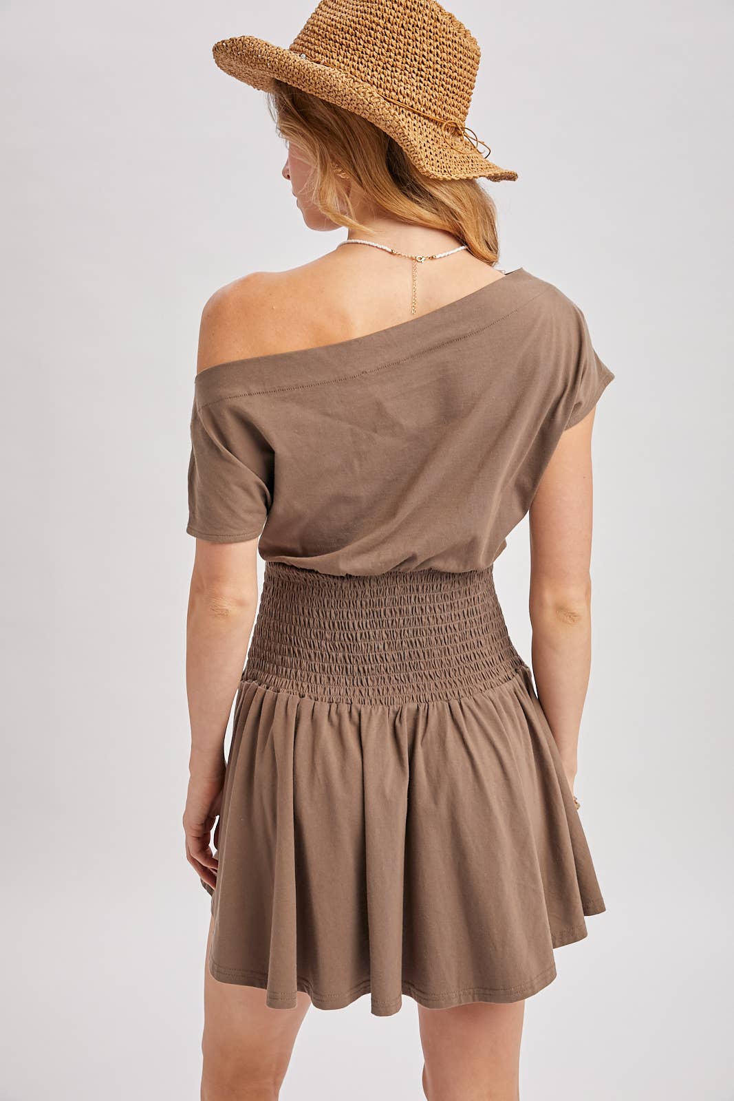 One Shoulder Smocked Waist Body Dress