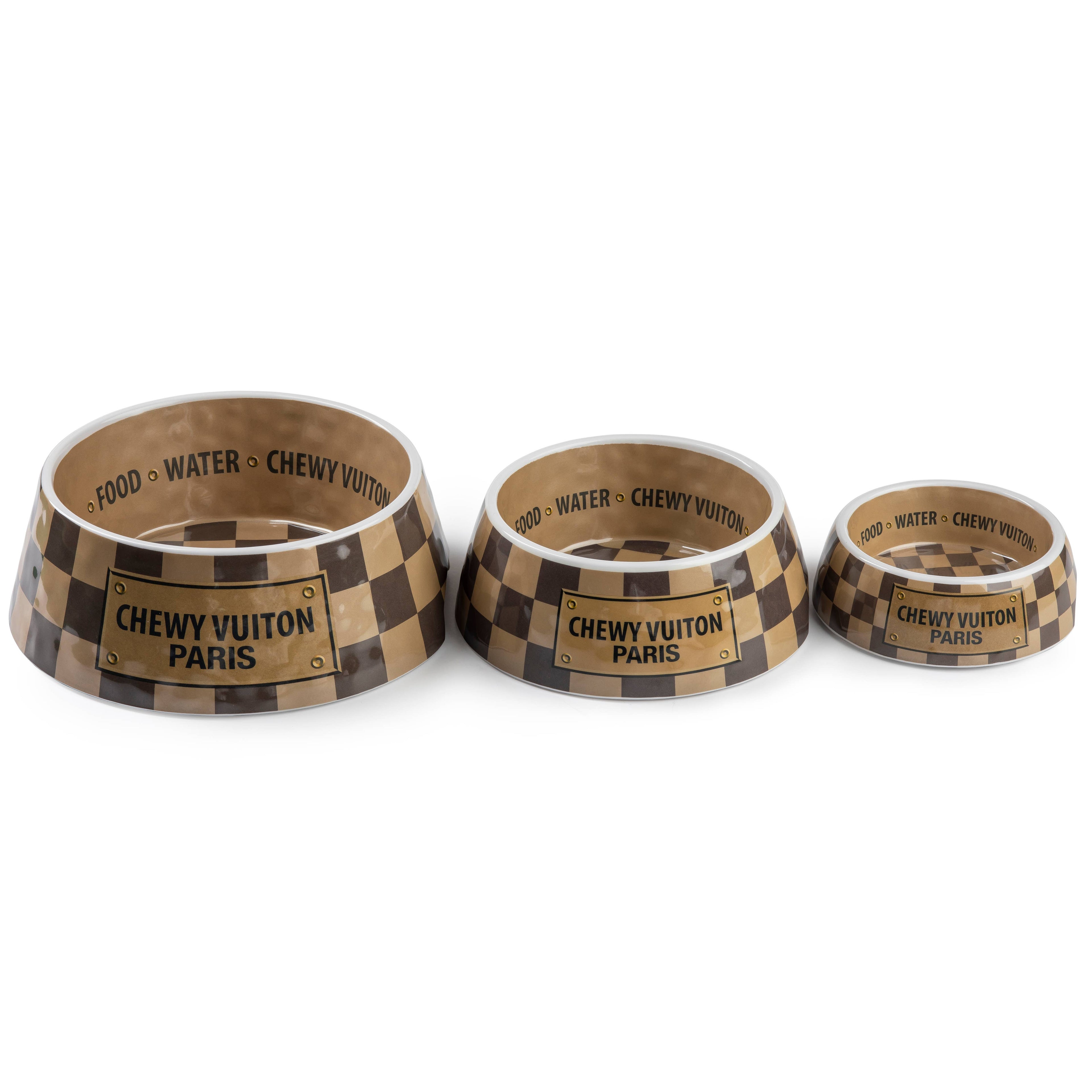 Tan Checker Chewy Vuiton Bowl