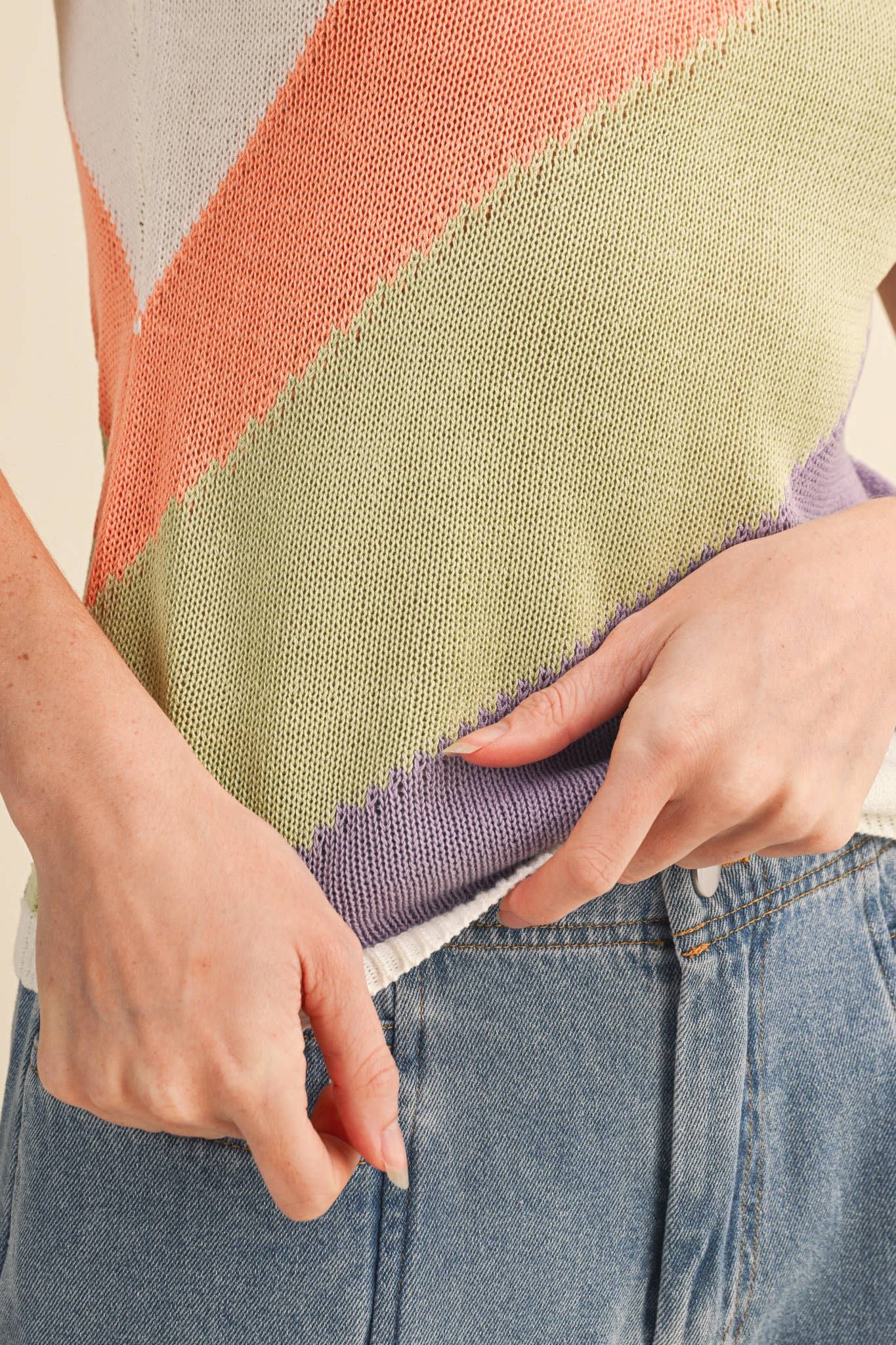 Sleeveless Color Block Knit Tank