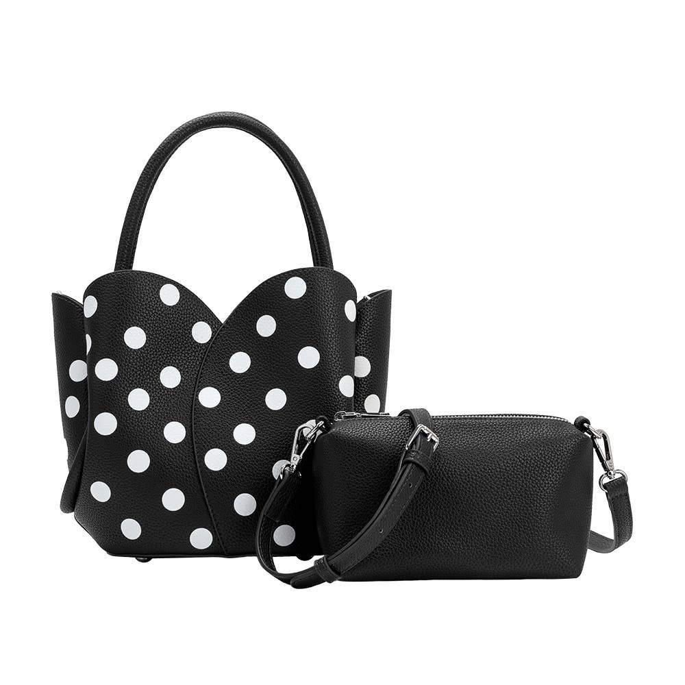 Tulip Bag Black Vegan Polka Dot