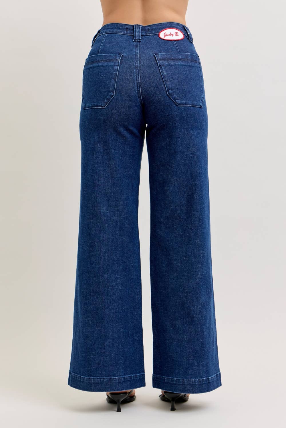 High Waist Retro Wide w/ Patch Pockets & Twisted Seams