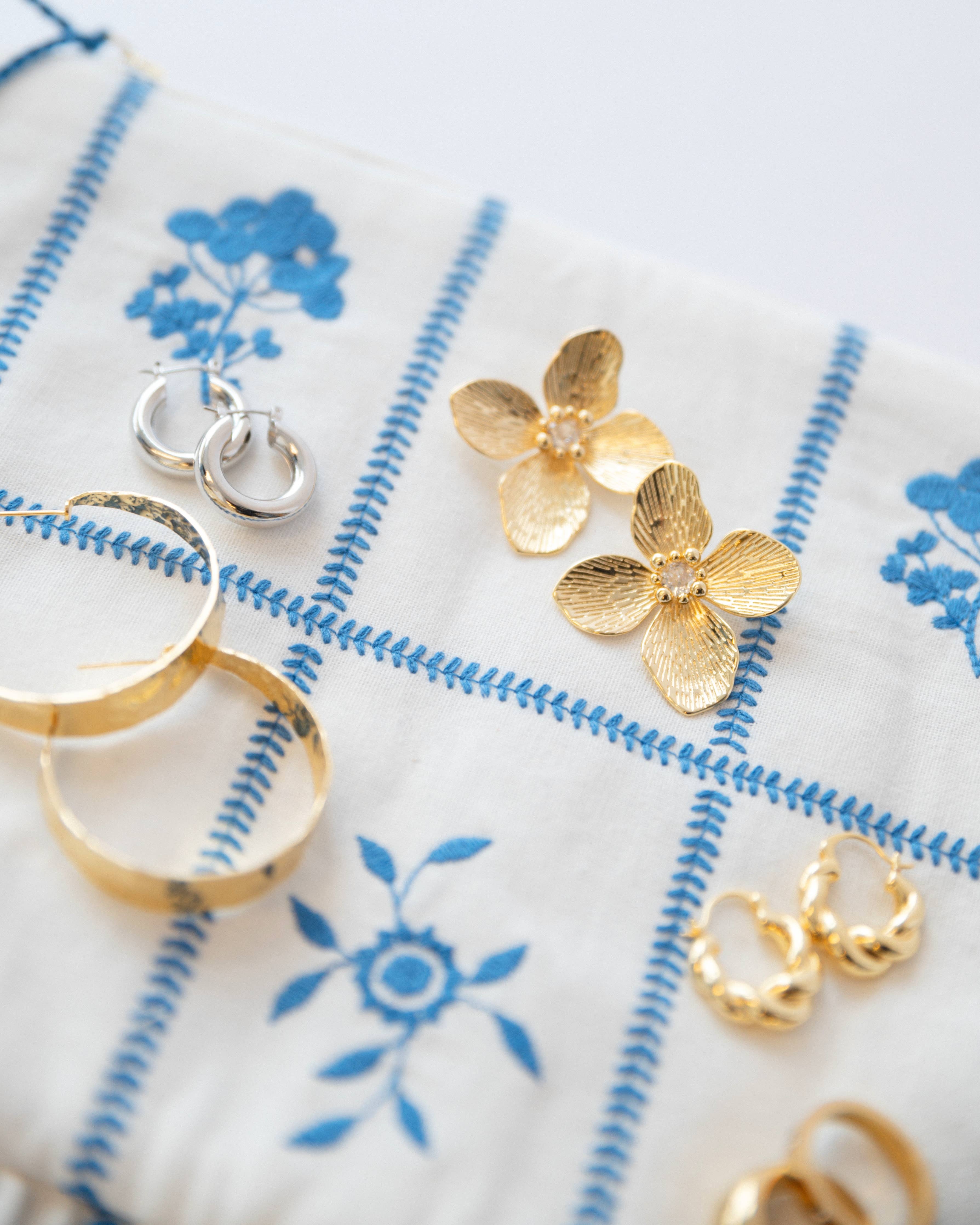 Bloom Statement Flower Earrings Gold Filled