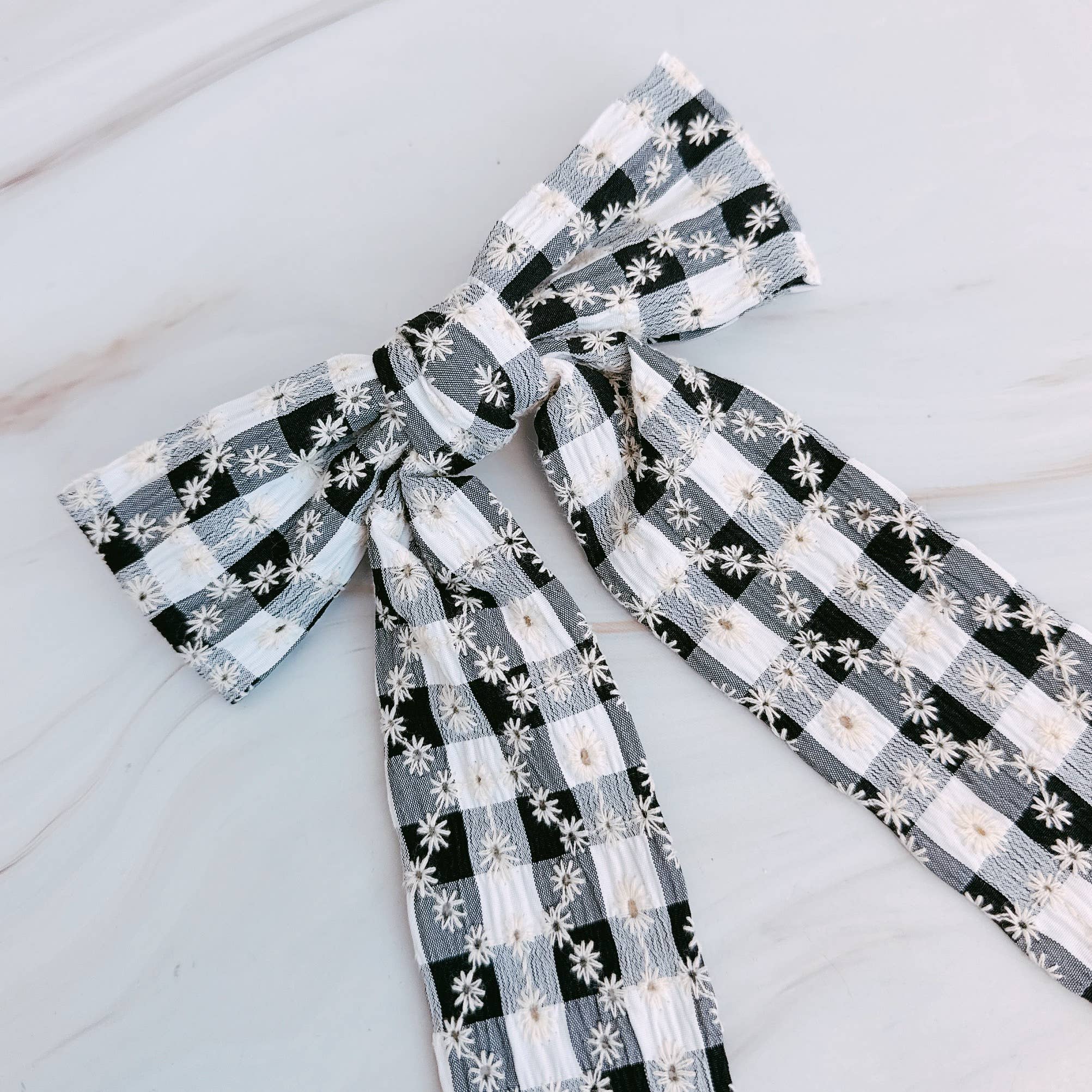Daisy Picnic Gingham Bow Hair Clip - Yellow or Black