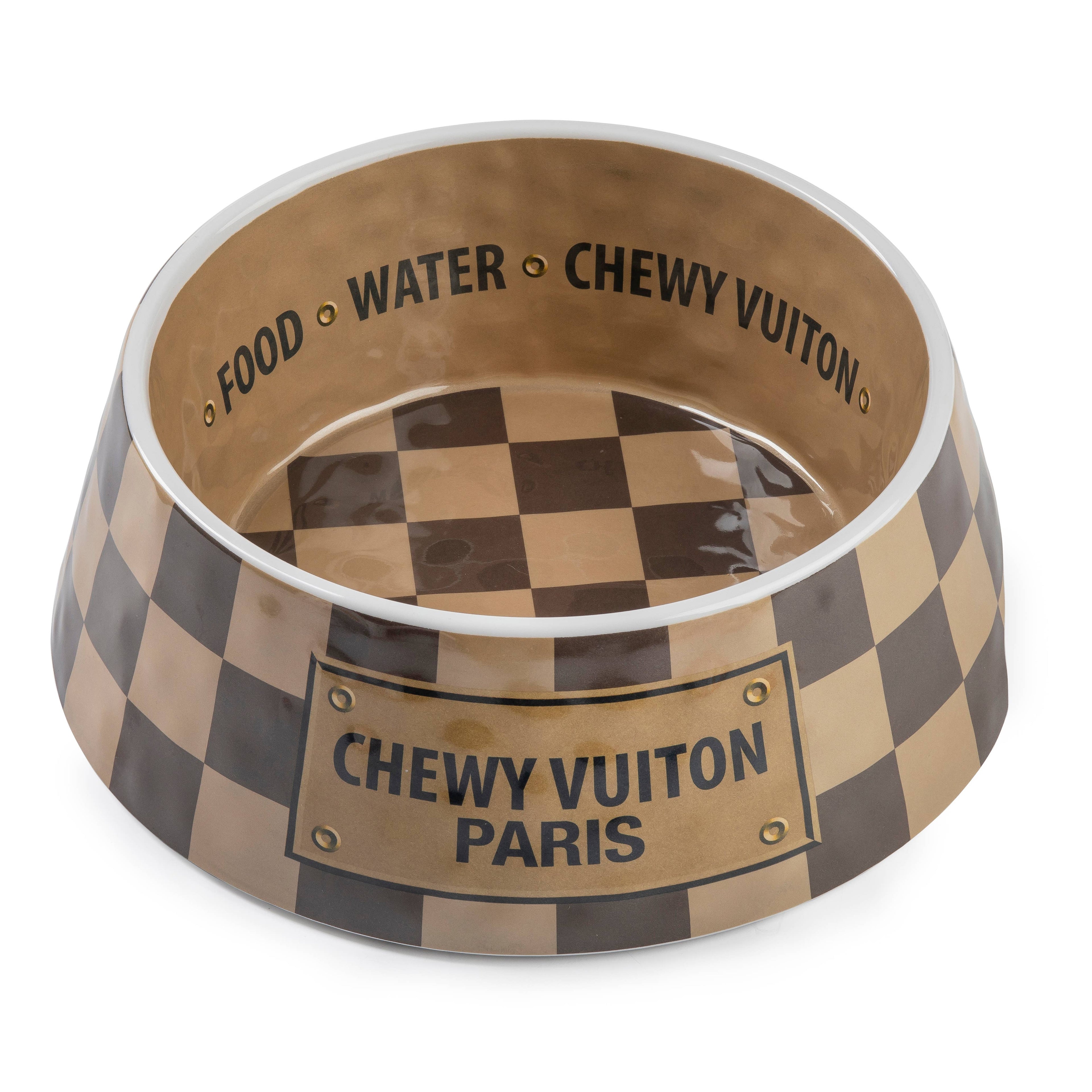 Tan Checker Chewy Vuiton Bowl