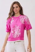 Floral Printed Textured Top