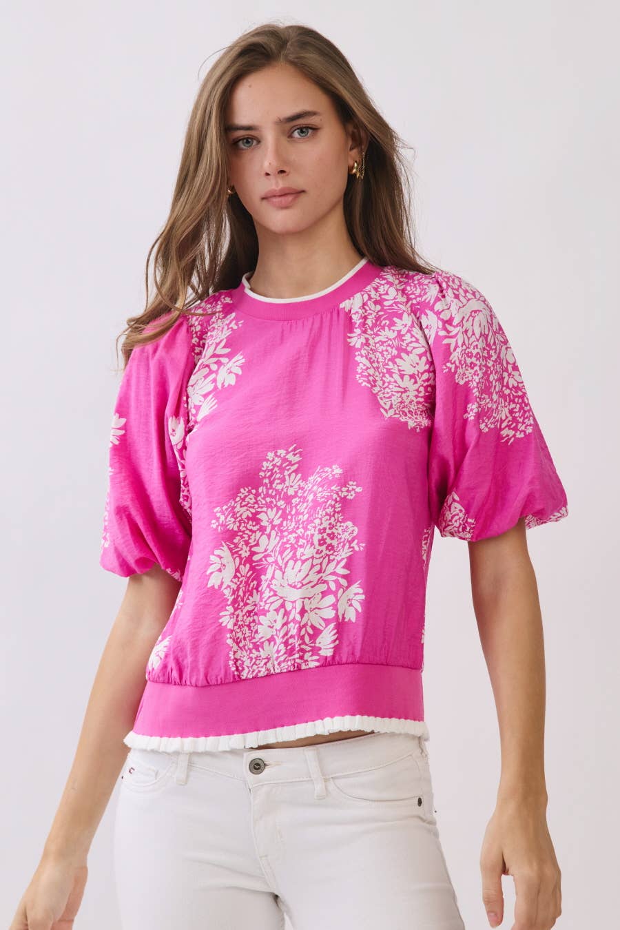 Floral Printed Textured Top