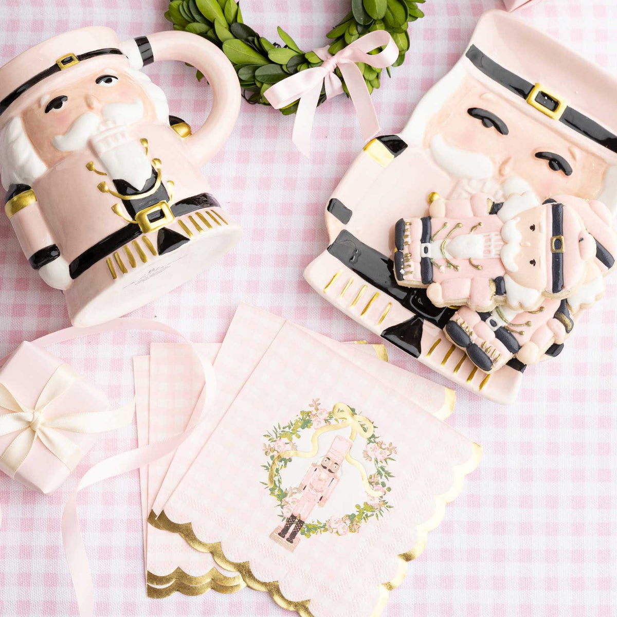 Sugarplum Gingham Paper Beverage Napkins, 16pk