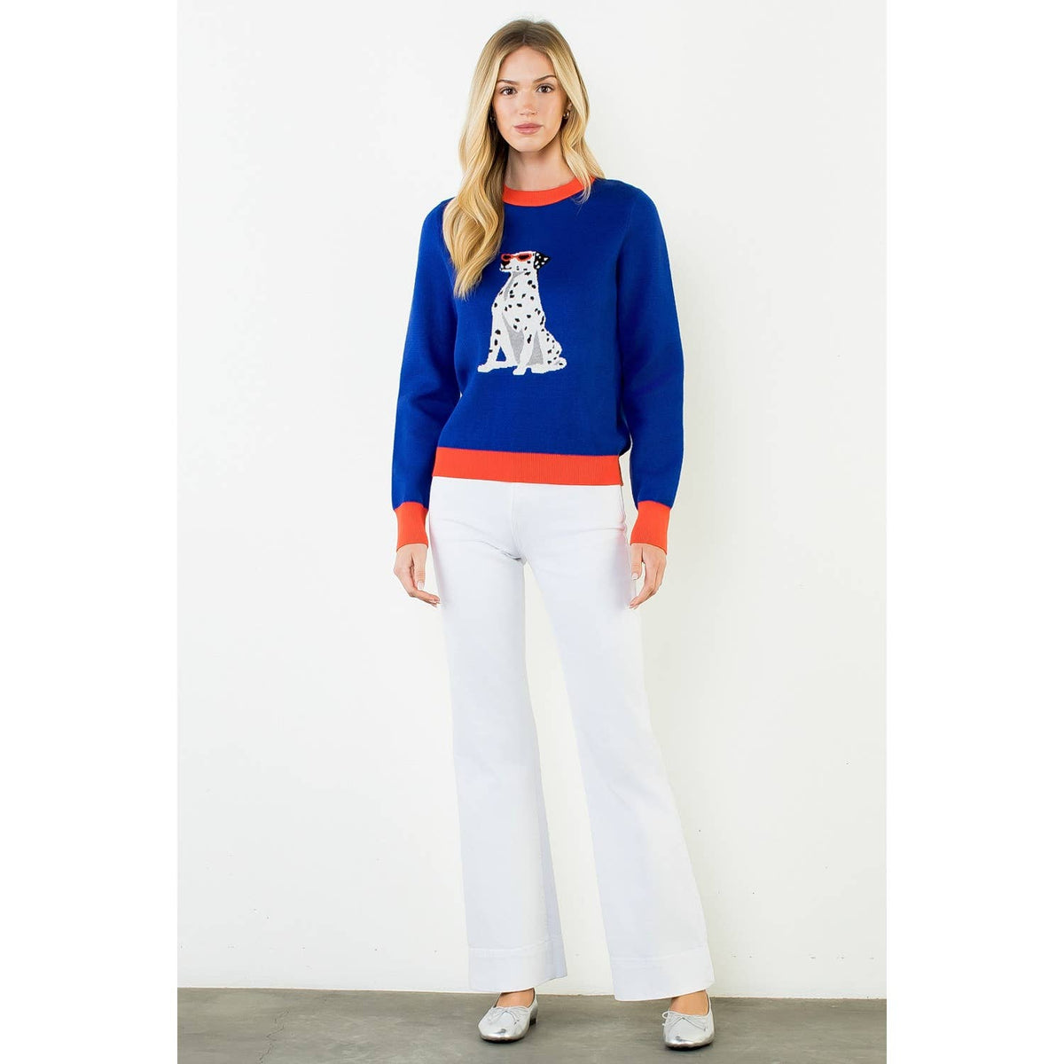 Long Sleeve Dog Print Sweater